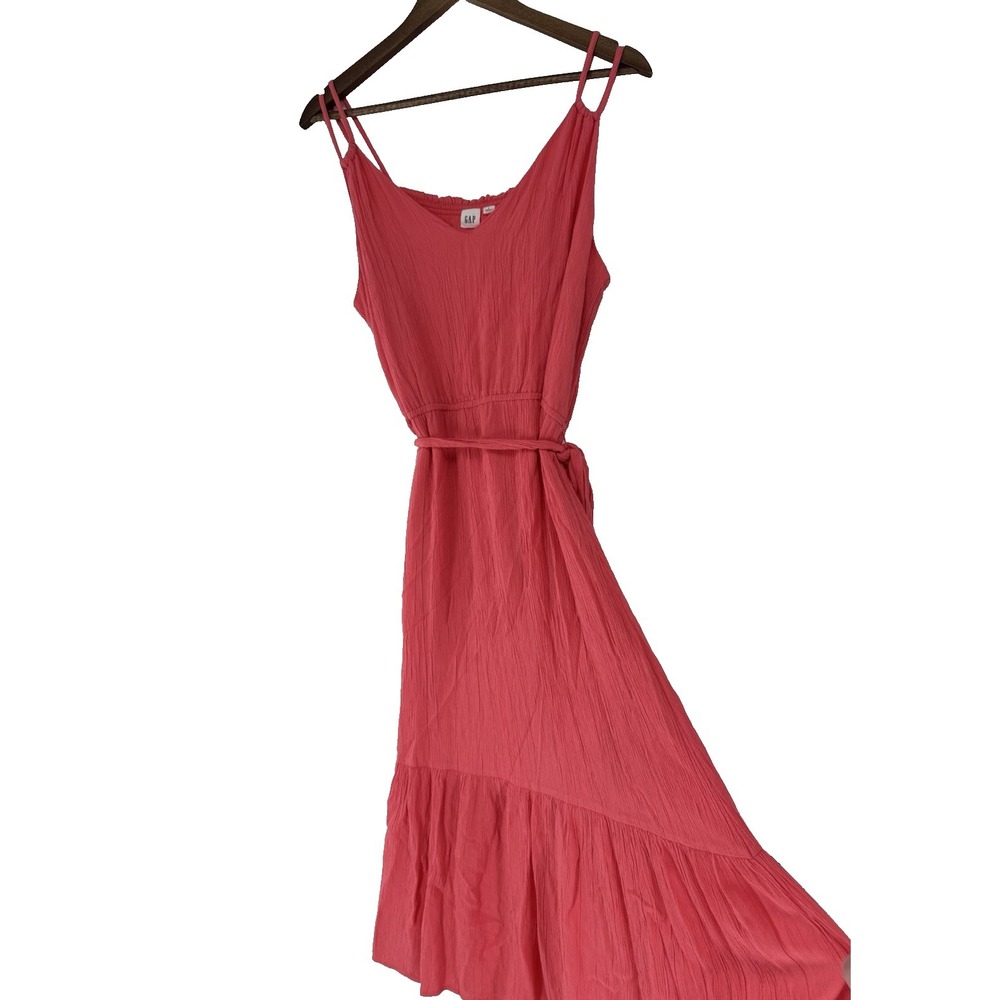 Gap petite L Sundress Belted Textured pink beachy gauze easter pictures flowy‎
